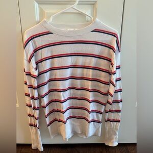 GAP Women's Striped Crew Neck Sweater - White, Red, Blue